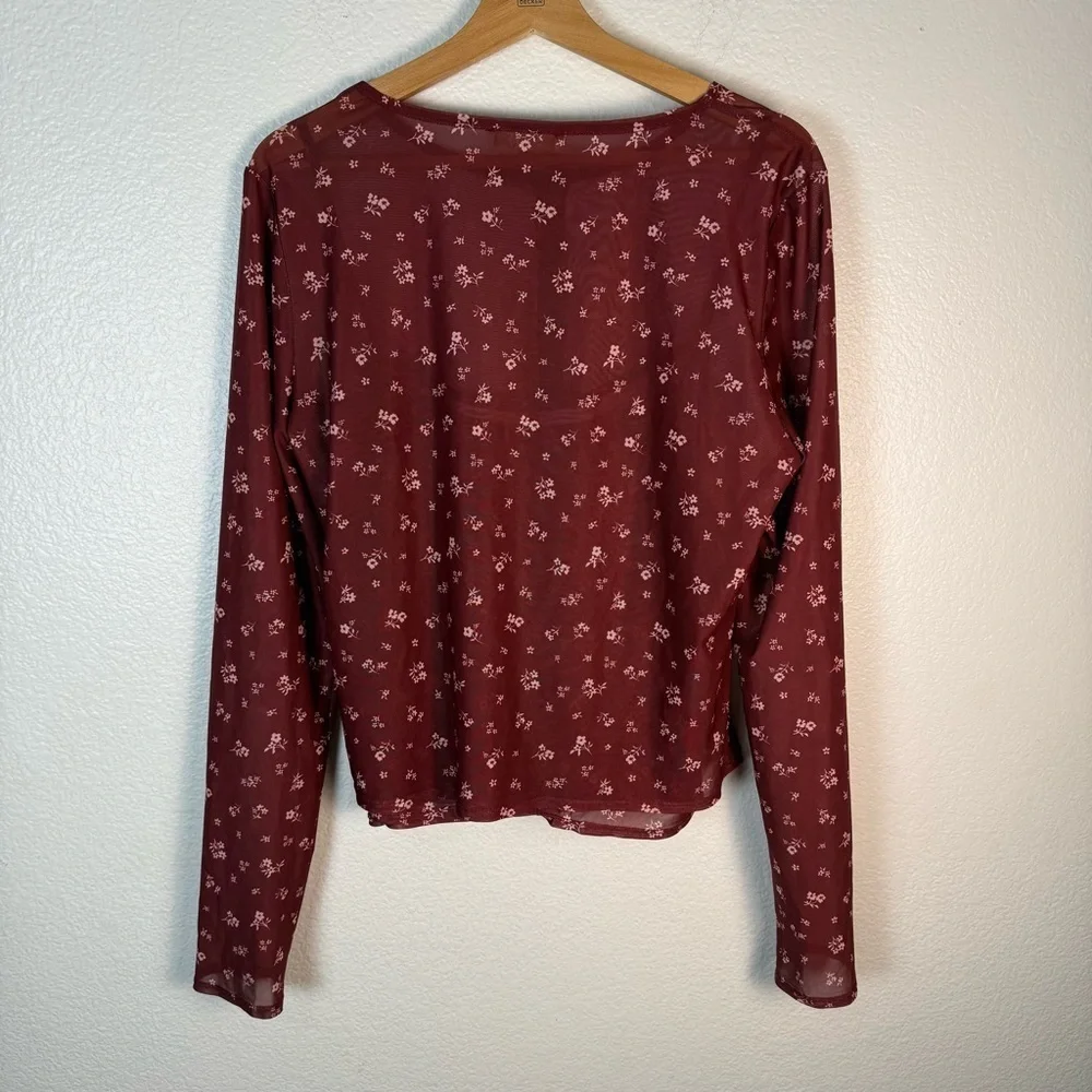 Wayf Maude Camisole & Cardigan Set Maroon Floral Women’s Size XL - Picture 4 of 7